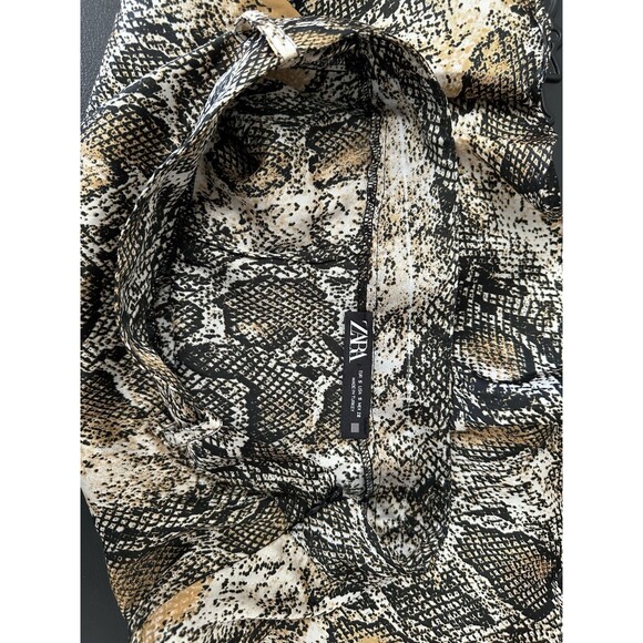 ZARA SNAKESKIN BROWN TAN HIGH WAIST ZIP SKIRT SIZE SMALL - Picture 4 of 5